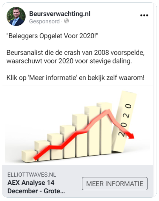 beursverwachting advertentie facebook crash 2020